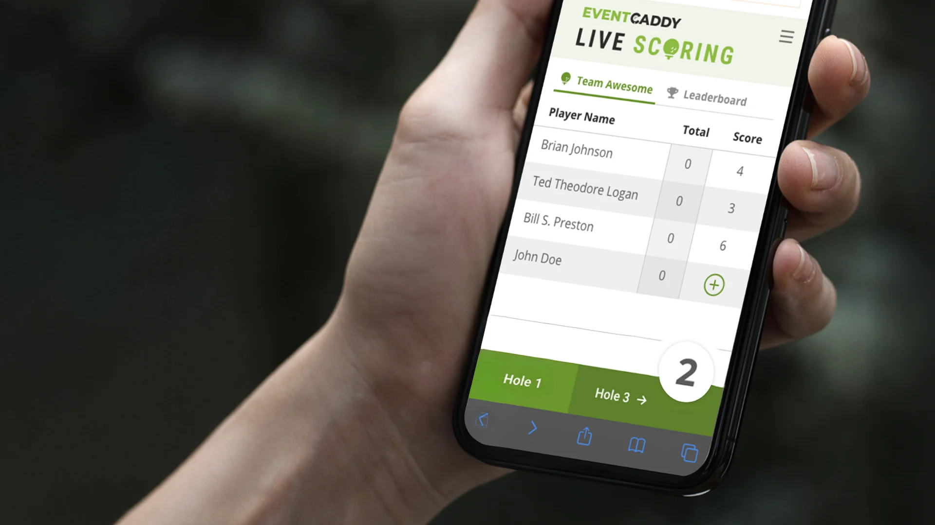Event Caddy Live Scoring guide cover showing a phone with the live scoring interface.