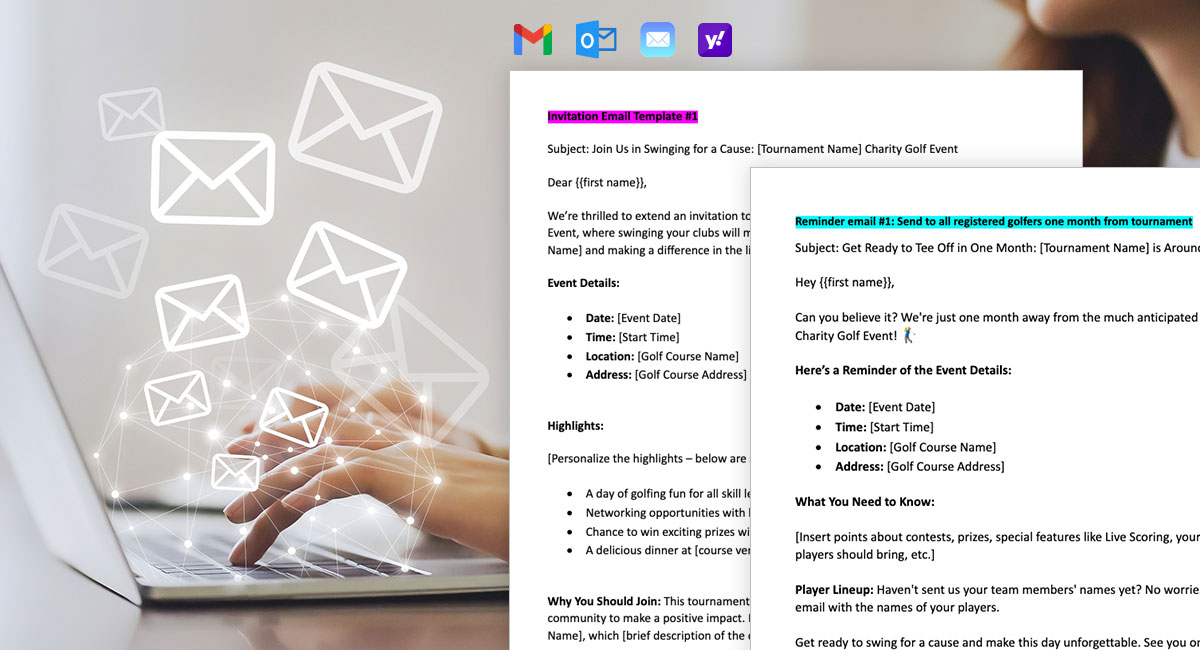 email templates examples in front of girl typing email message